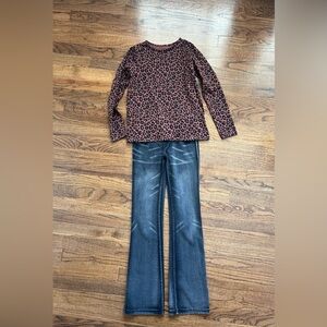 H&M Girls Leopard Print Top & Flare Jeggings Outfit Mixed Sizes